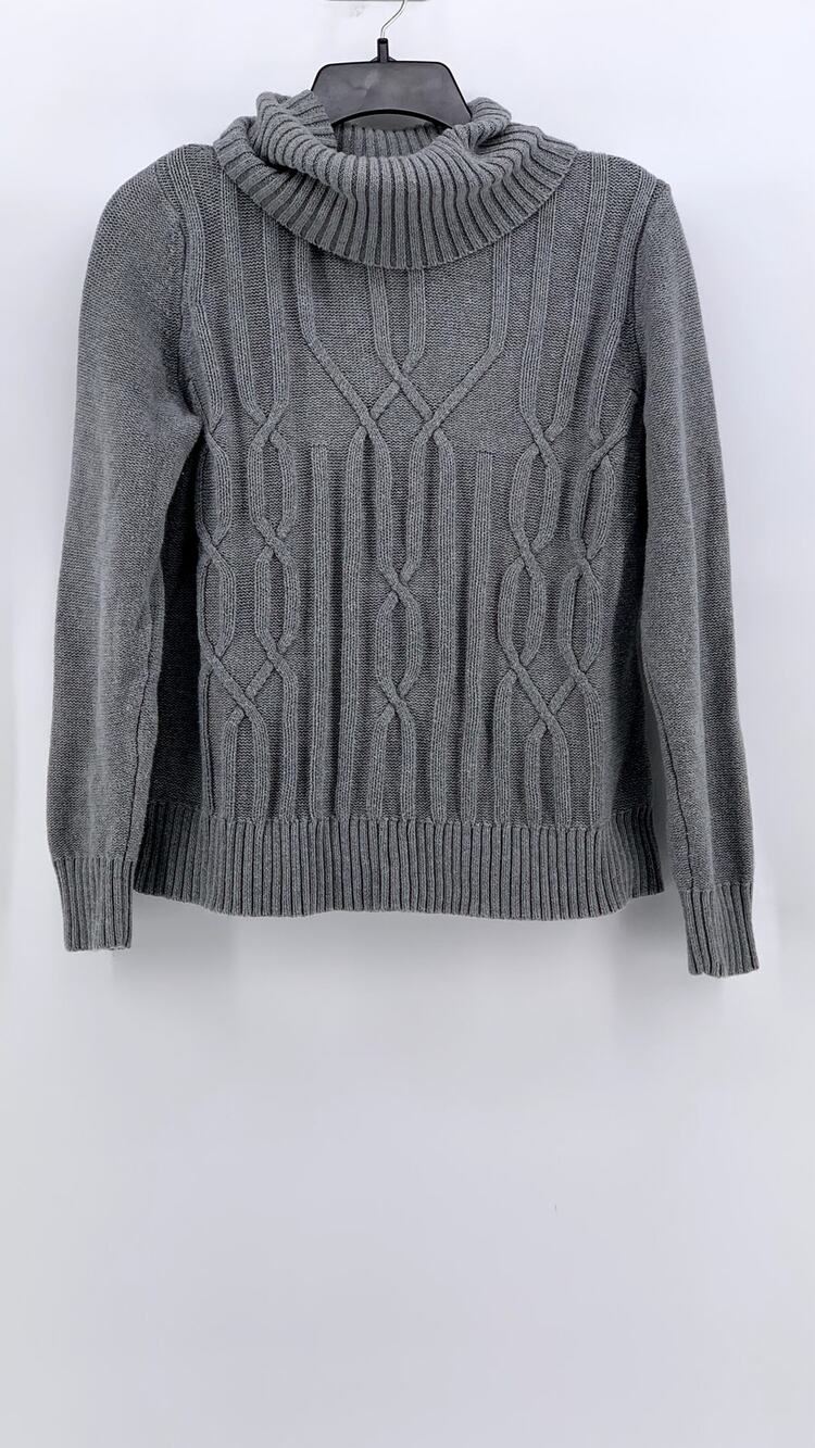 JILLIAN NICOLE Women's Petite Gray Cable Knit Turtle Neck Sweater SZ PL